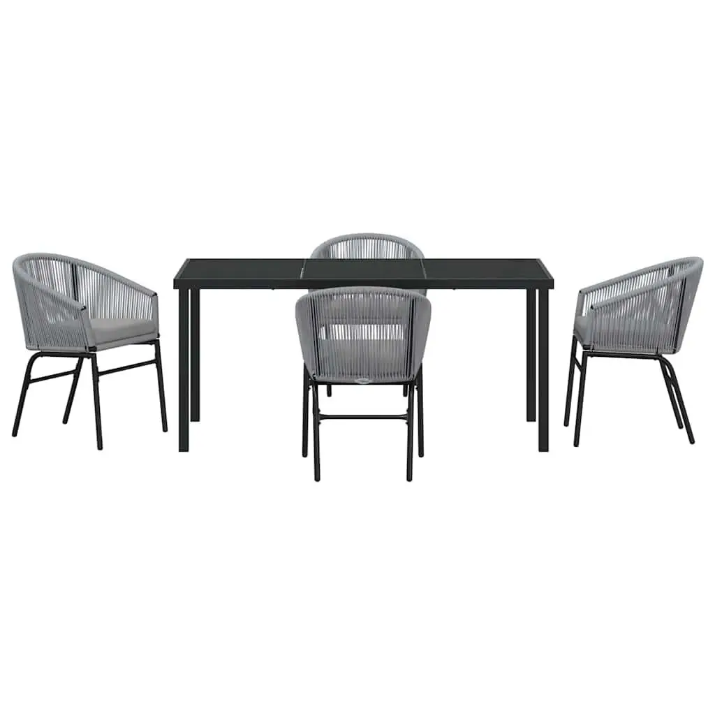 Outdoor Dining Set Steel Frame Glass Top Anthracite 5 Piece Garden Furniture