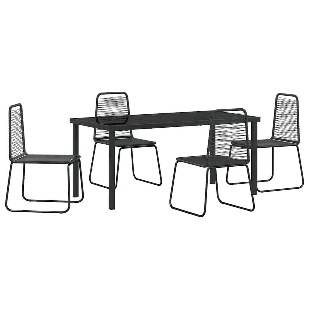 Garden Dining Set 5 pcs Black Outdoor Furniture Rectangular Table Chairs