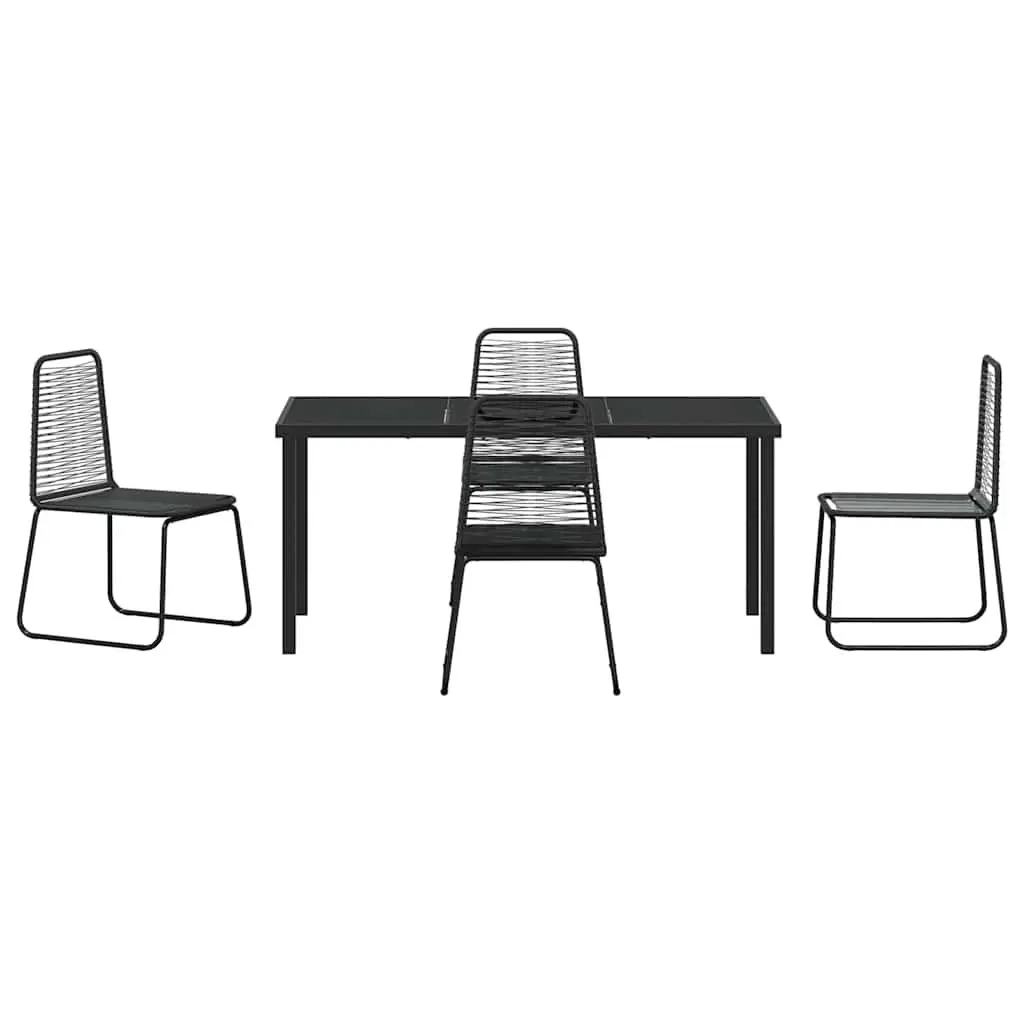 Garden Dining Set 5 pcs Black Outdoor Furniture Rectangular Table Chairs
