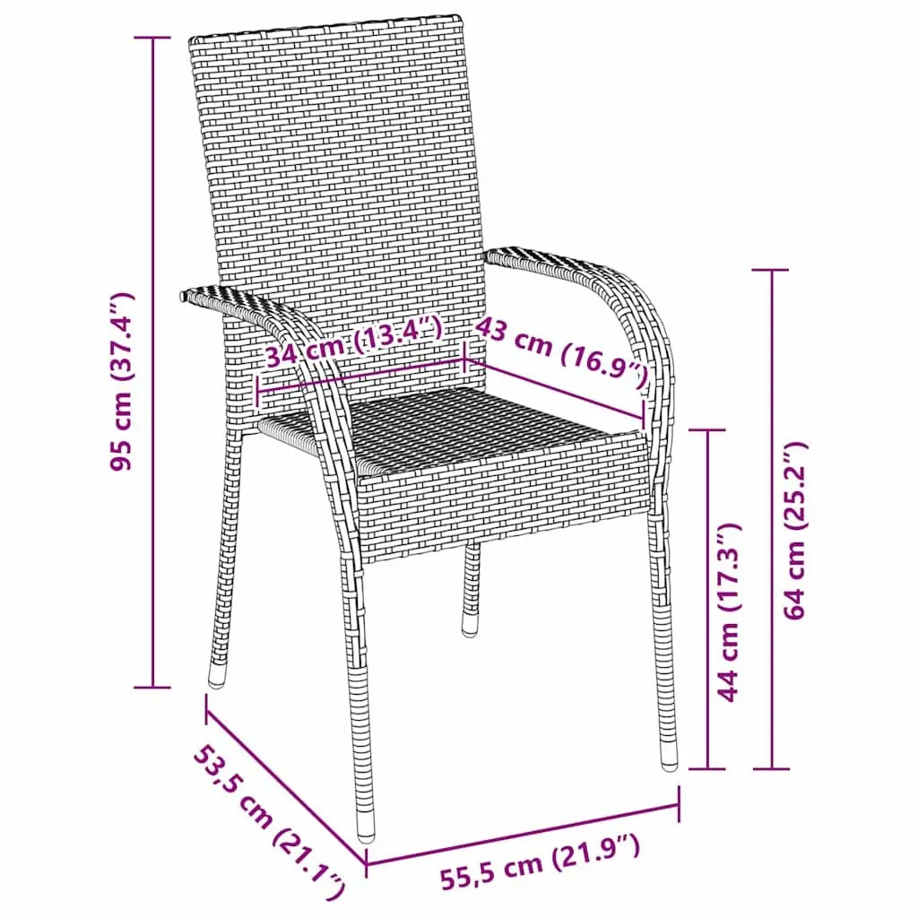 Garden Dining Set 5 Pieces Rectangular Poly Rattan Brown Powder-coated Steel Frame