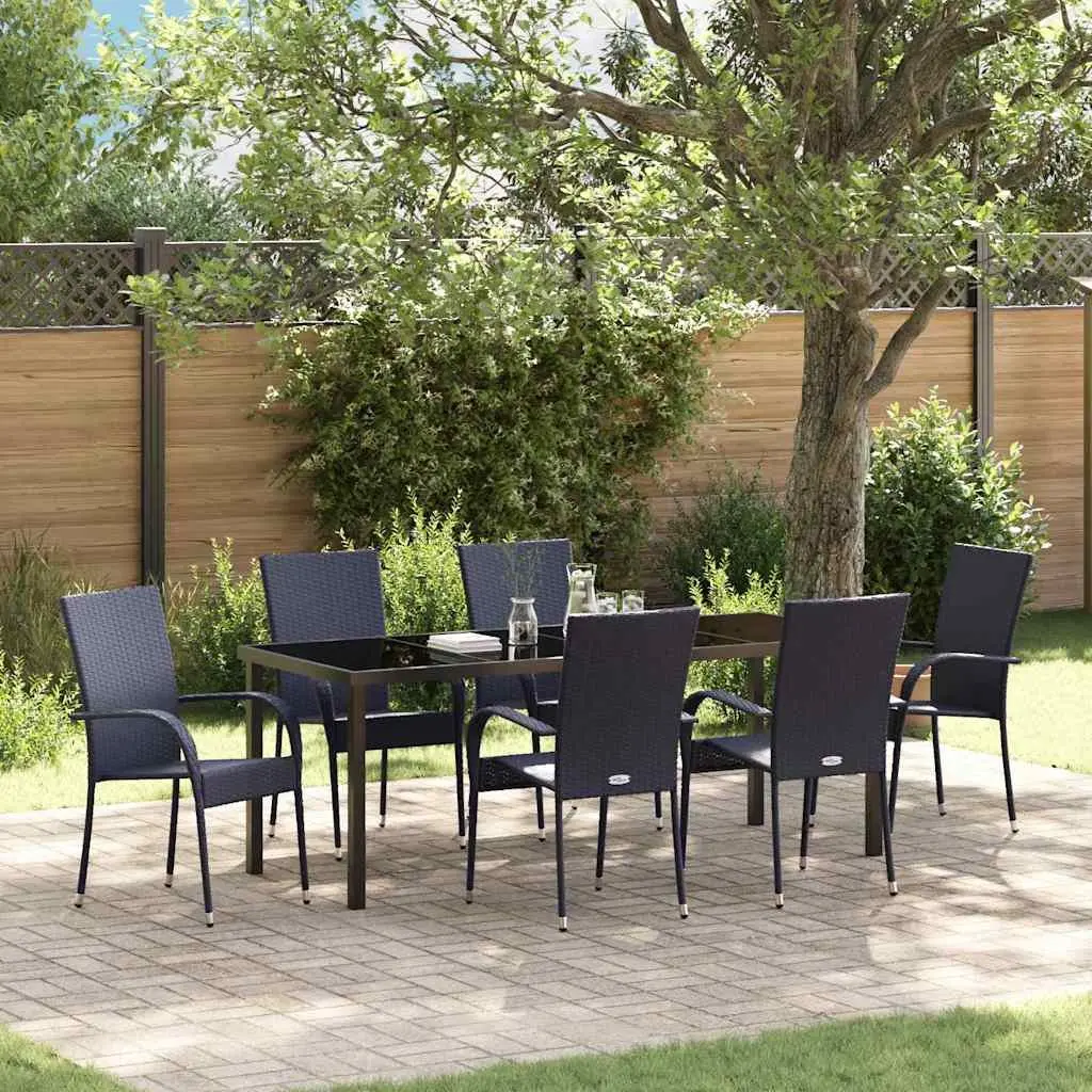 7-Piece Black Patio Dining Set