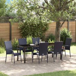 Practical 7-Piece Black Patio Dining Set