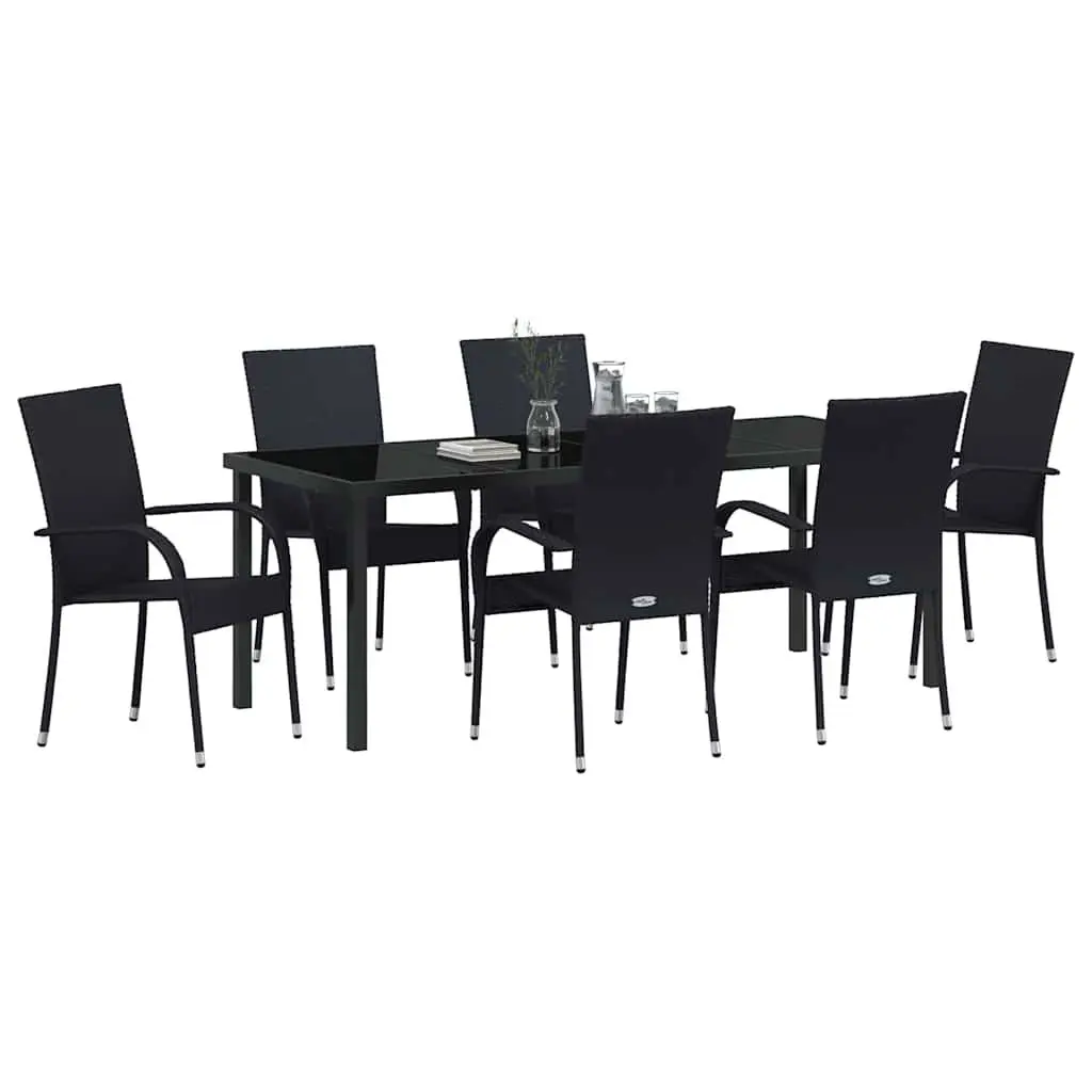 7-Piece Black Patio Dining Set