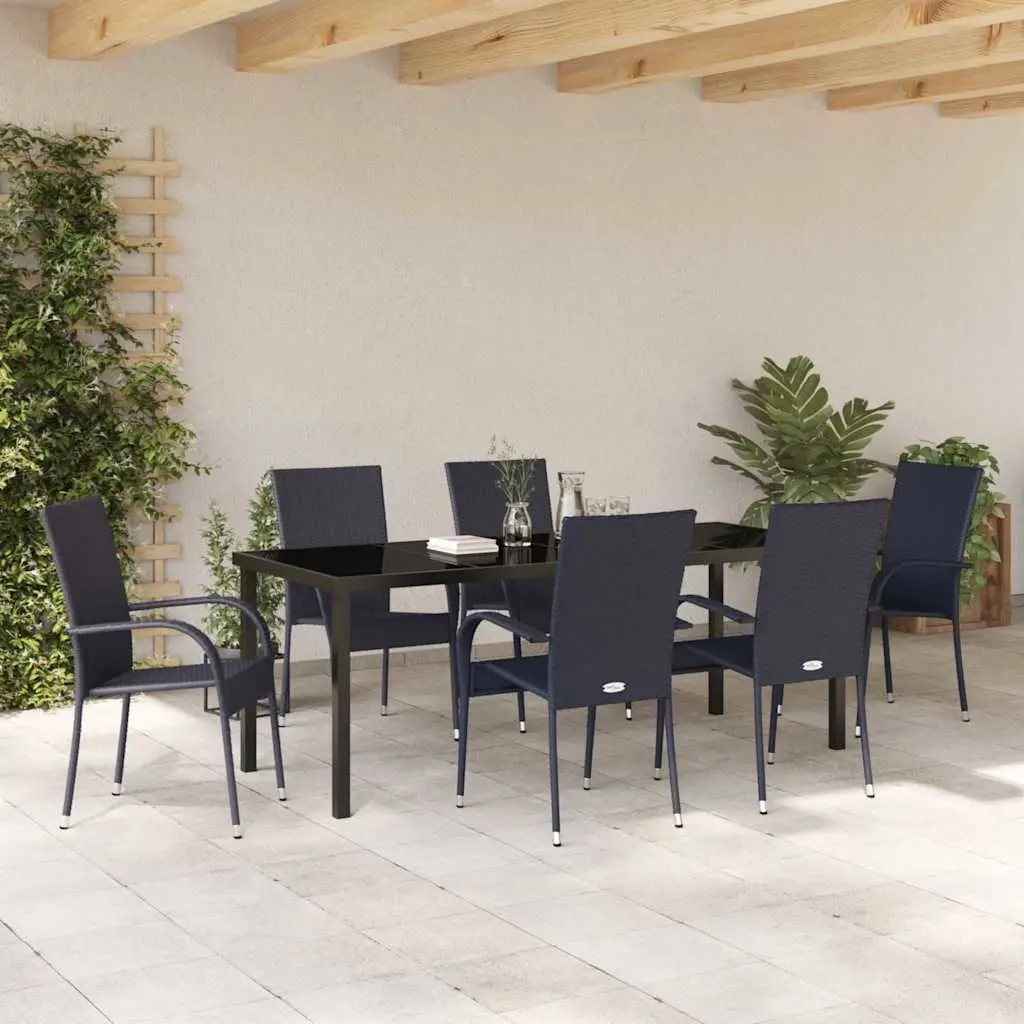 7-Piece Black Patio Dining Set