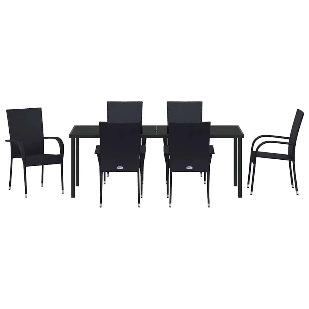 7-Piece Black Patio Dining Set