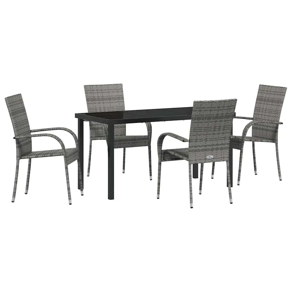 Garden Dining Set 5 Piece Grey Steel Frame Outdoor Furniture Patio Balcony