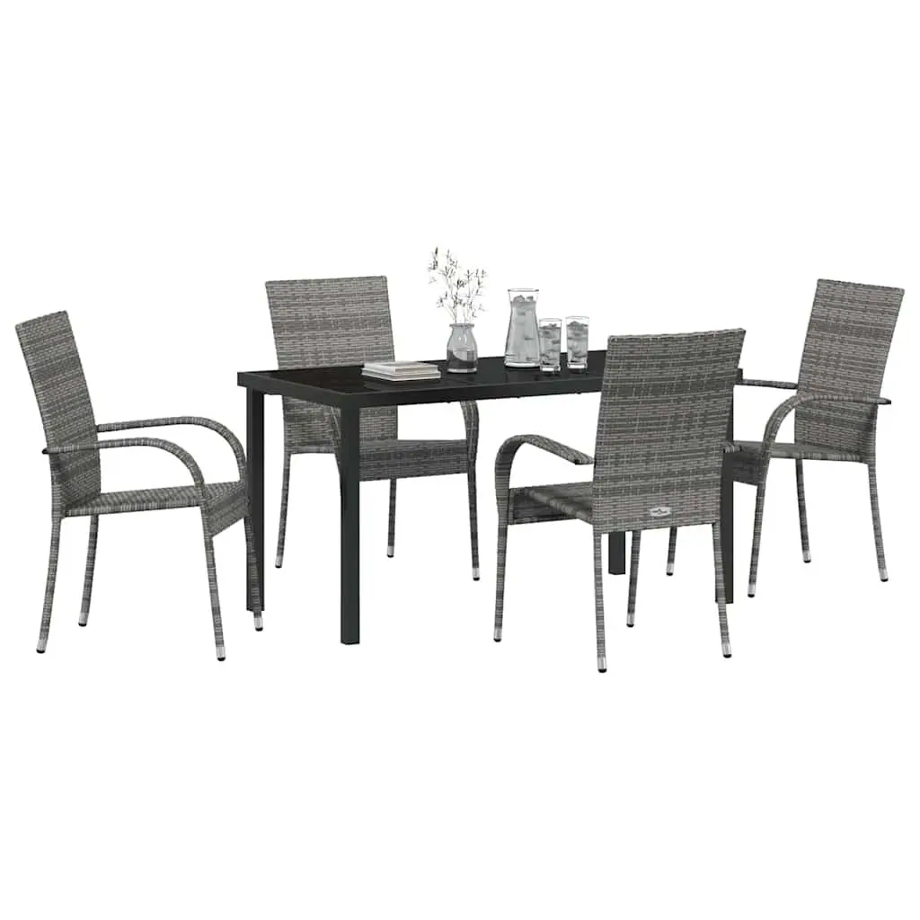 Garden Dining Set 5 Piece Grey Steel Frame Outdoor Furniture Patio Balcony