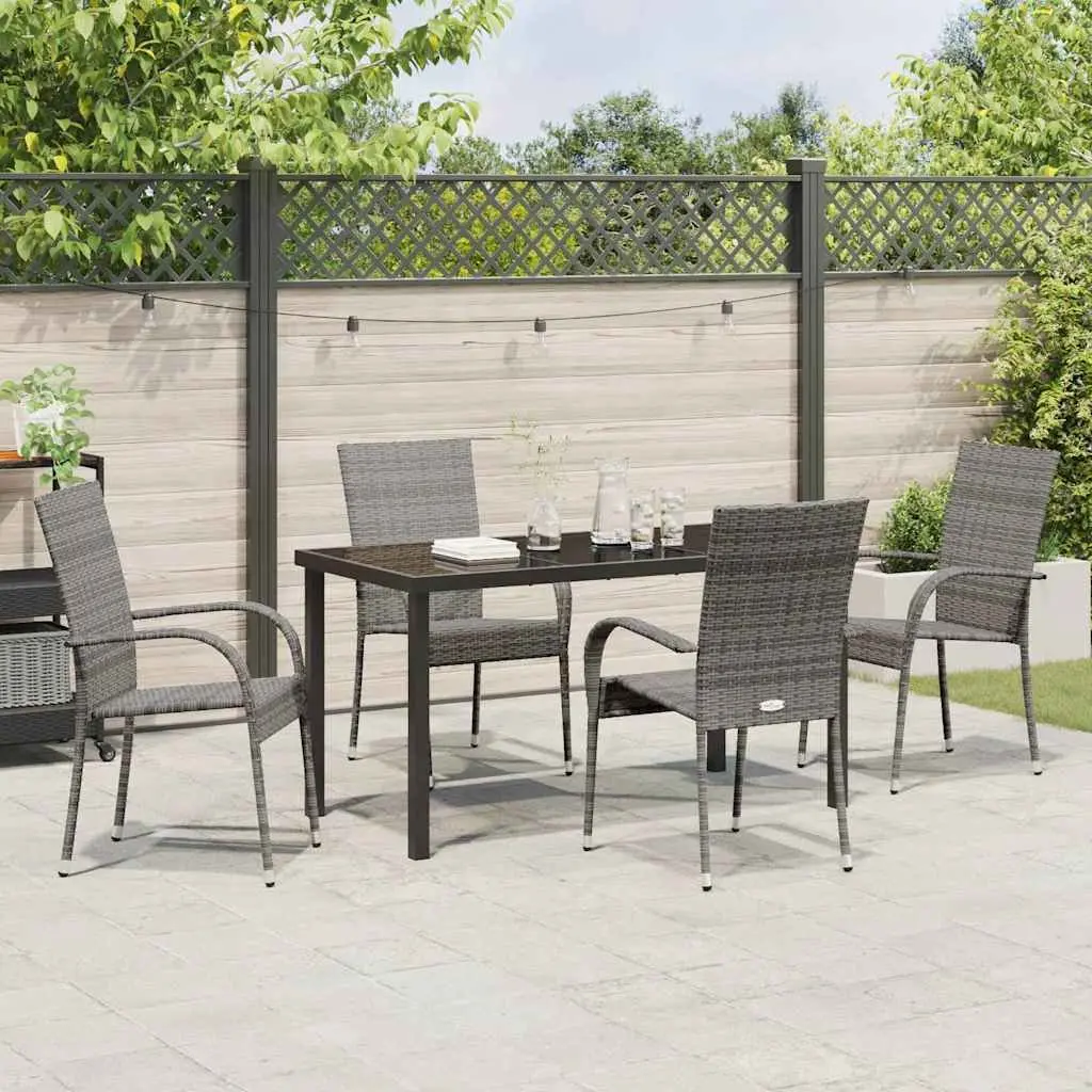 Garden Dining Set 5 Piece Grey Steel Frame Outdoor Furniture Patio Balcony