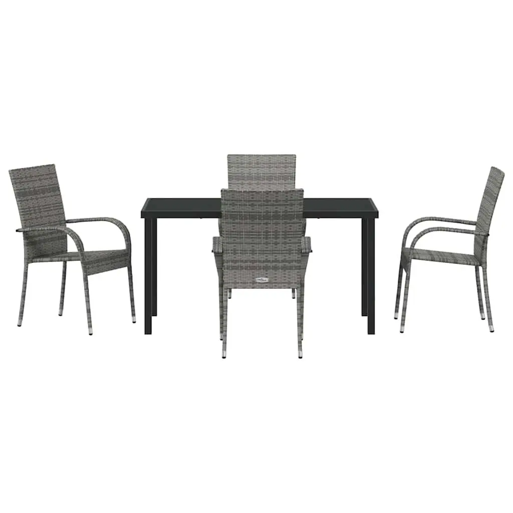 Garden Dining Set 5 Piece Grey Steel Frame Outdoor Furniture Patio Balcony