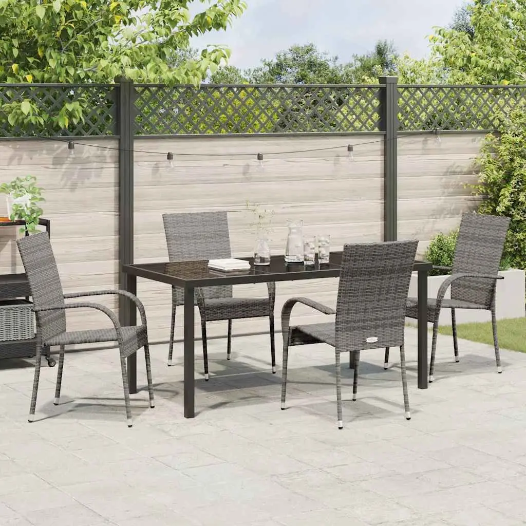 Garden Dining Set 5 Piece Grey Powder-Coated Steel Outdoor Patio Furniture