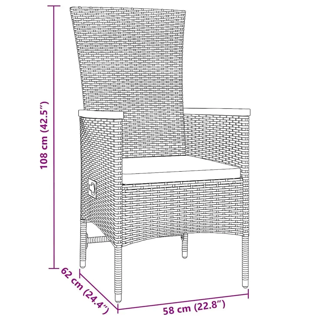 Garden Dining Set 5 Piece Grey Steel Frame Glass Top Poly Rattan