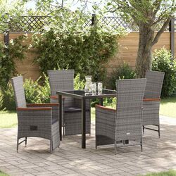 Perfect Dining Set for Your Garden: 5-Piece Grey Rattan