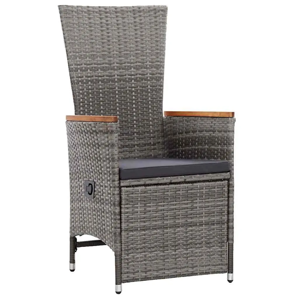 Garden Dining Set Poly Rattan 7 Pieces Grey Outdoor Furniture with Cushions