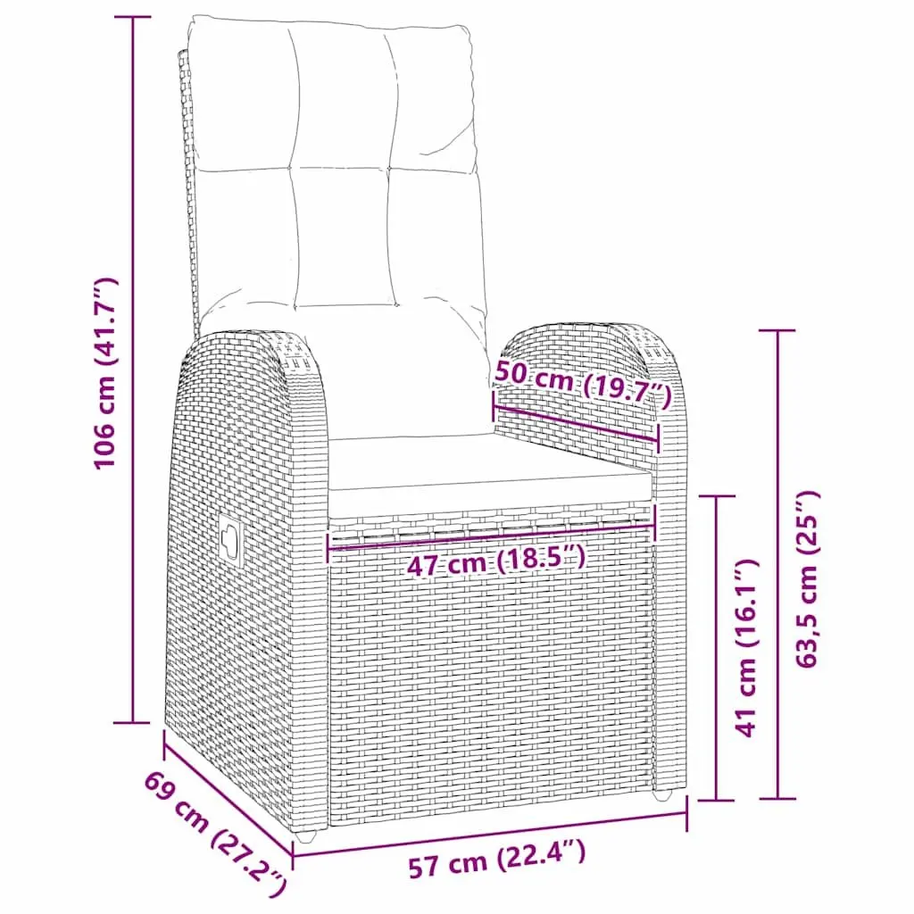 Outdoor Dining Set for 5 with Adjustable Chairs
