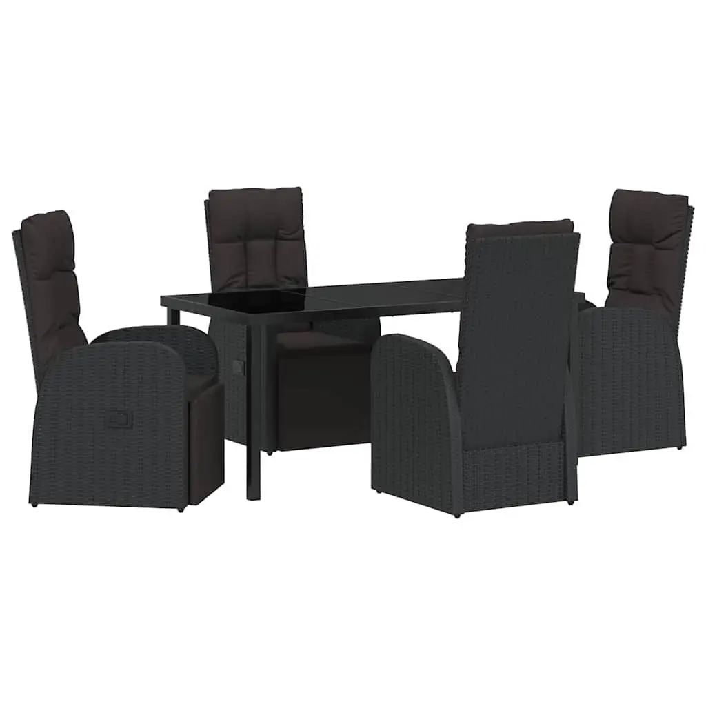 Outdoor Dining Set Poly Rattan 5 Pieces Black Garden Furniture Patio Table Chairs