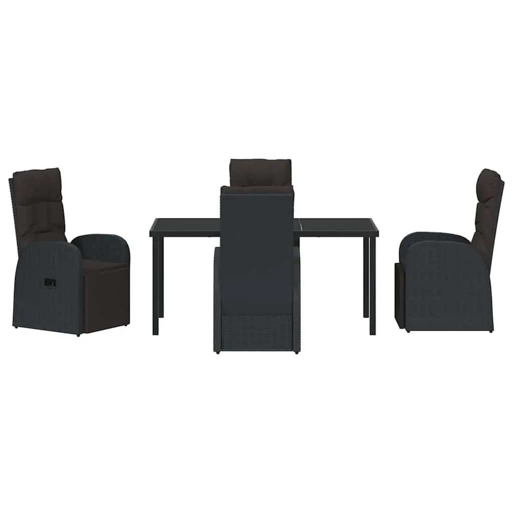 Outdoor Dining Set Poly Rattan 5 Pieces Black Garden Furniture Patio Table Chairs