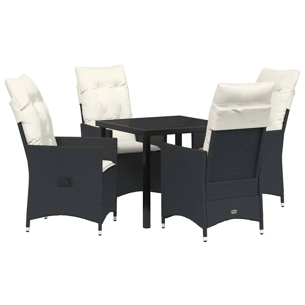 Outdoor Dining Set Poly Rattan 5 Pieces Black Garden Patio Furniture