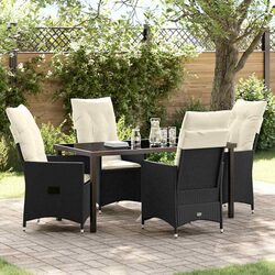 Functional Outdoor Dining Set - Black Poly Rattan