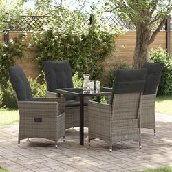 Garden Dining Set 5 Pieces Grey Outdoor Furniture with Cushions Patio Table