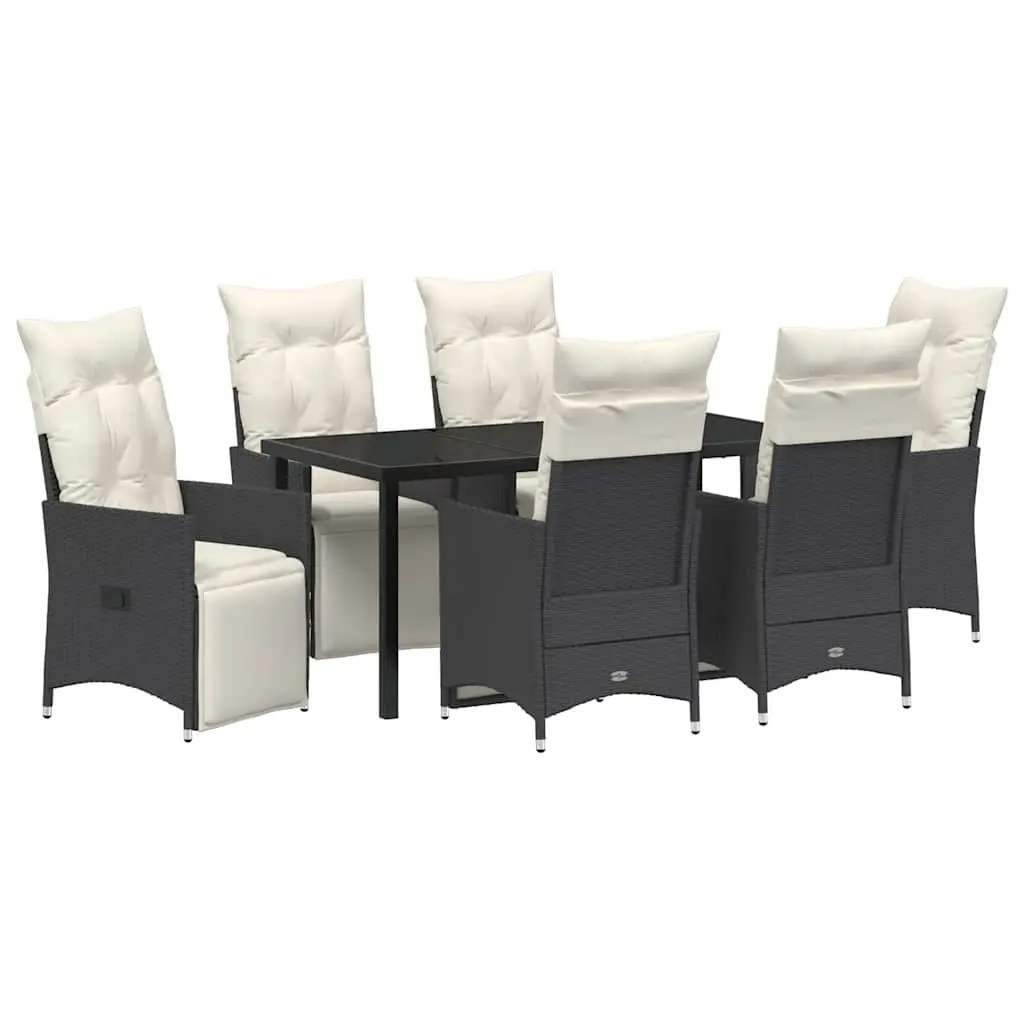 Outdoor Garden Dining Set Poly Rattan 7 Piece Black Patio Furniture