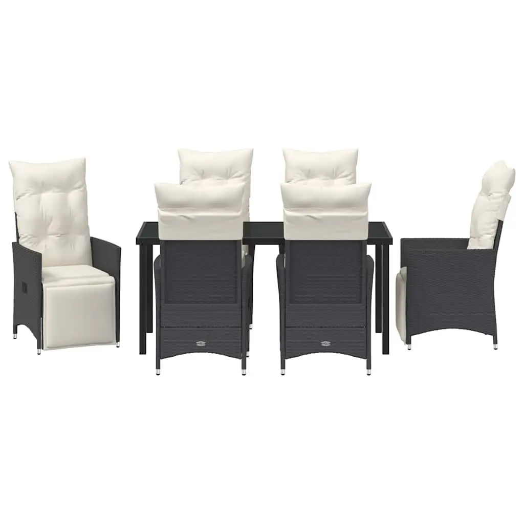 Outdoor Garden Dining Set Poly Rattan 7 Piece Black Patio Furniture