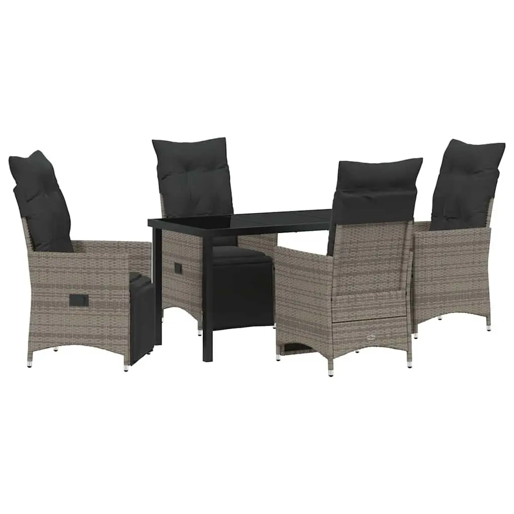 Outdoor Dining Set Poly Rattan 5 Pieces Grey Patio Furniture