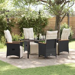 Versatile Black Outdoor Dining Set with Cushions and Table