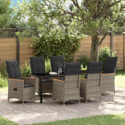 Practical 7-Piece Grey Dining Set for Outdoor Use