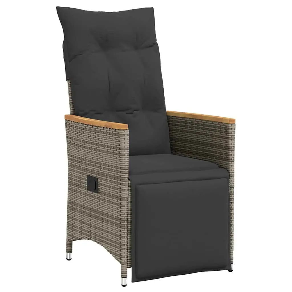 Garden Dining Set 5pcs Grey Poly Rattan Outdoor Furniture with Cushions