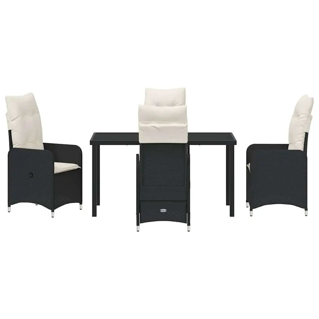 Garden Dining Set 5 Pcs Black Outdoor Furniture Table Chairs Cushions Backrest