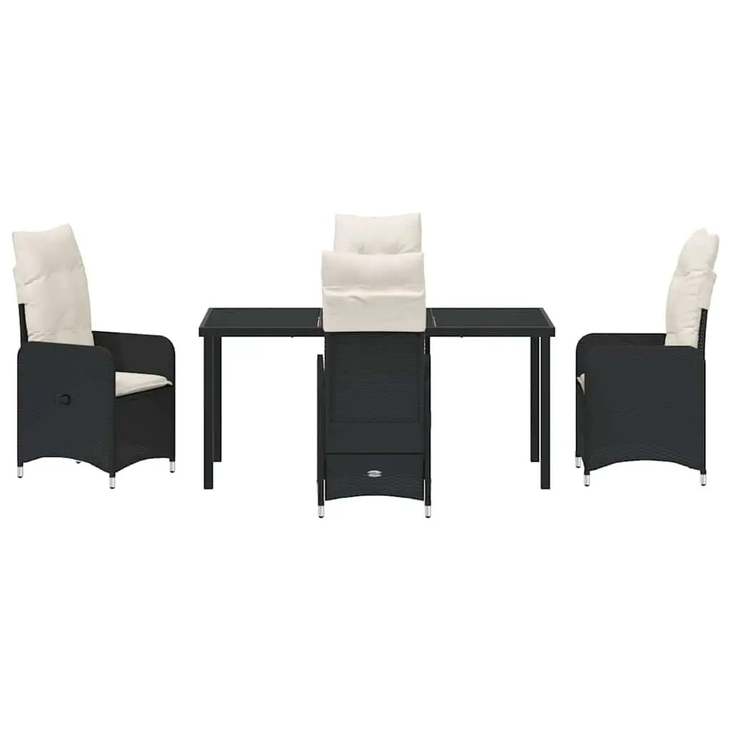 Garden Dining Set Powder-Coated Steel 5 Piece Black Outdoor Table Chairs