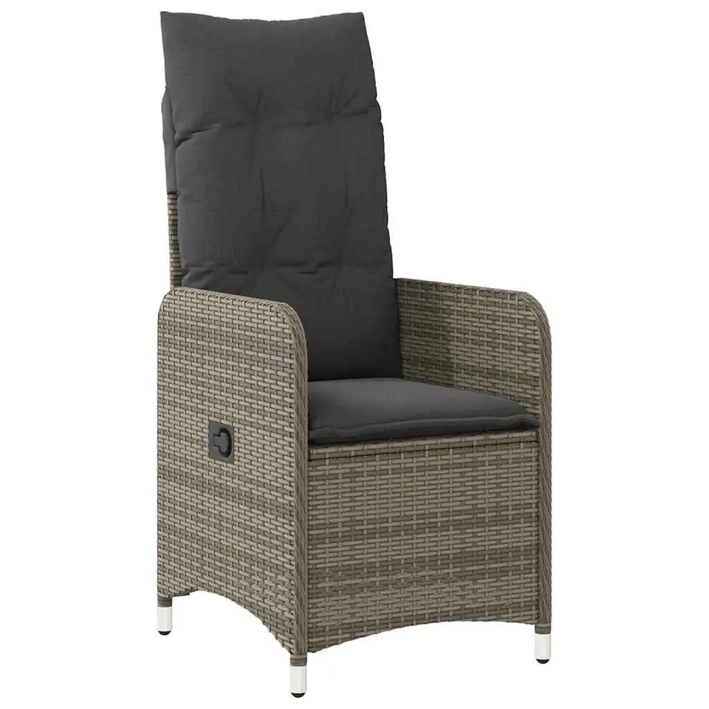 Garden Dining Set Powder-coated Steel Frame 3 Piece Grey Rattan