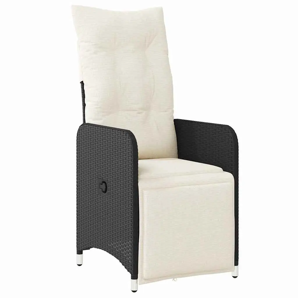 Garden Dining Set Poly Rattan Cushioned Chairs Black 3 Piece