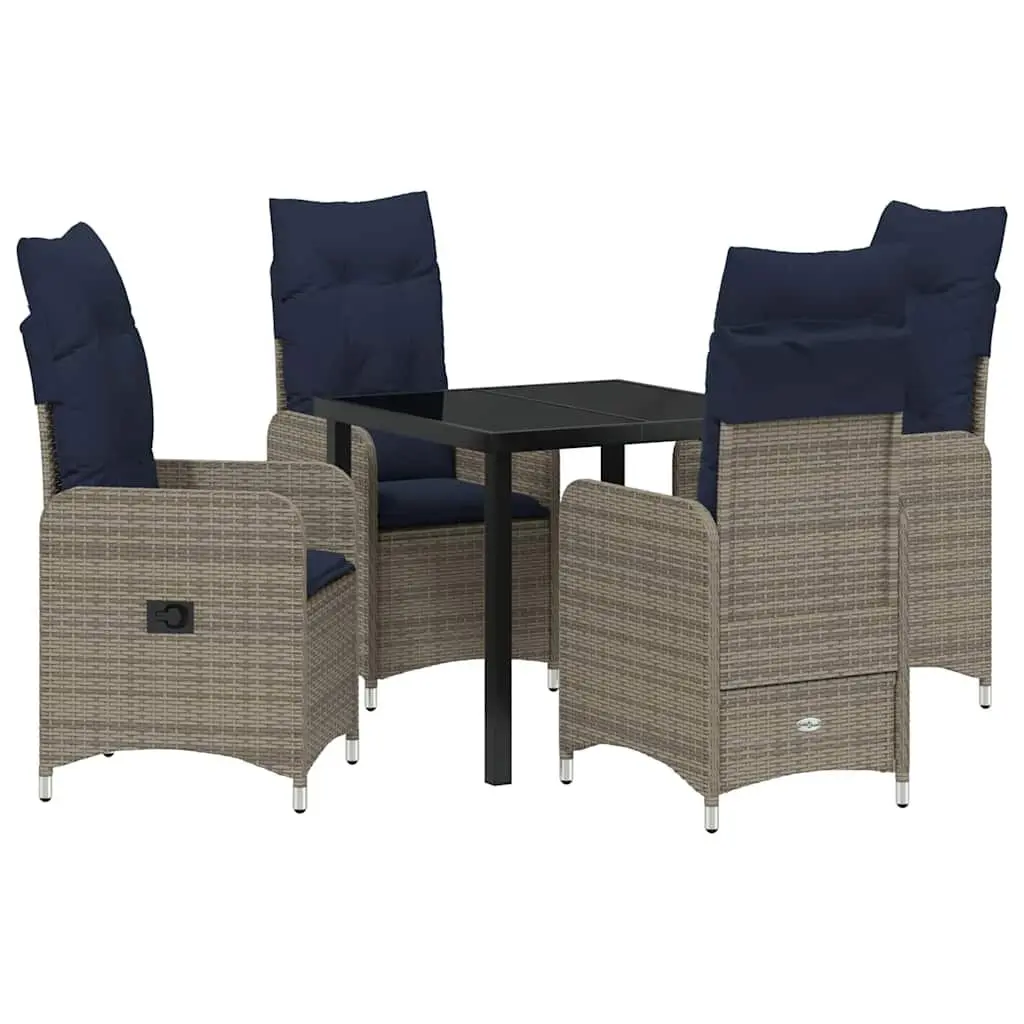 Garden Dining Set Poly Rattan 5 Piece Outdoor Furniture Black Table Chairs