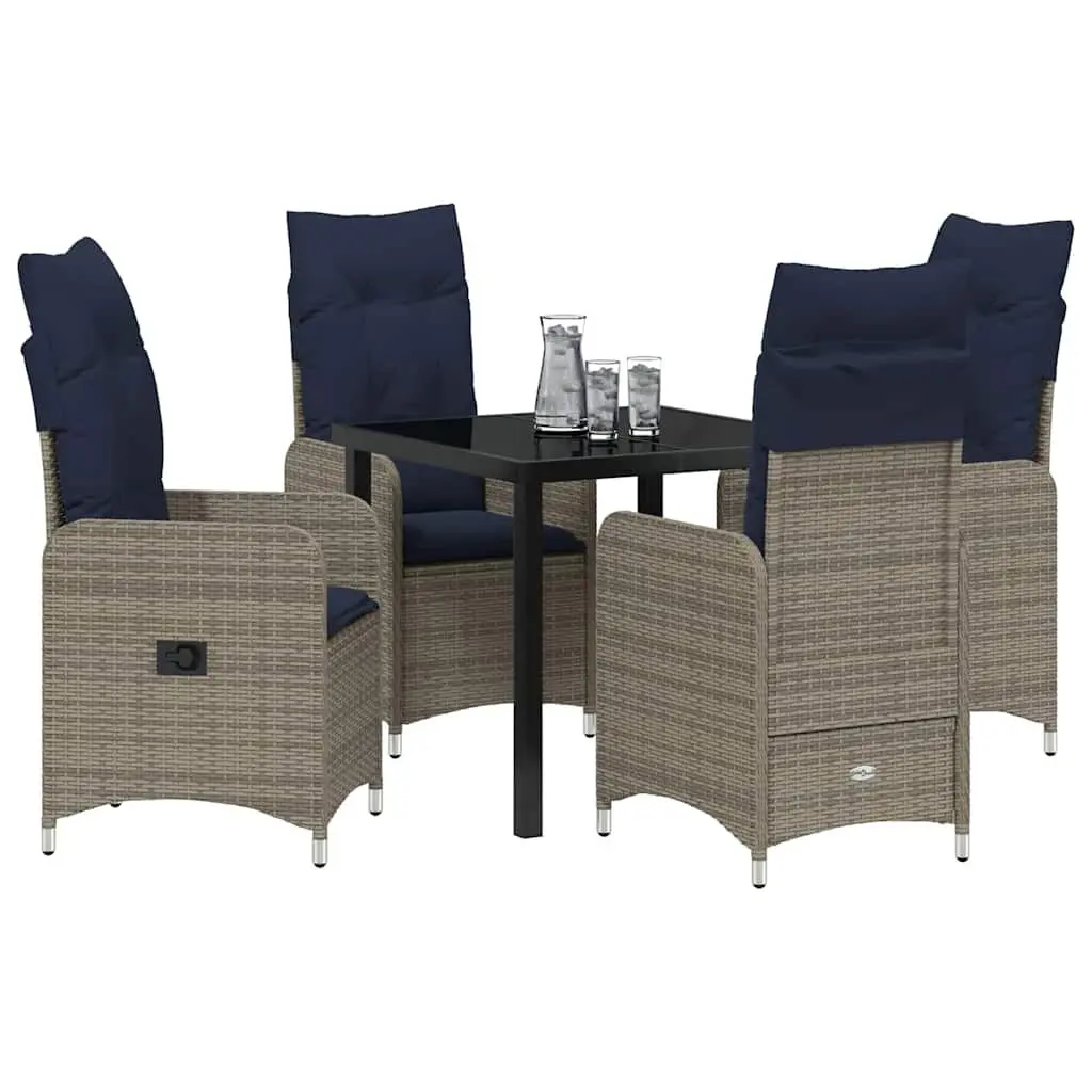 Garden Dining Set Poly Rattan 5 Piece Outdoor Furniture Black Table Chairs