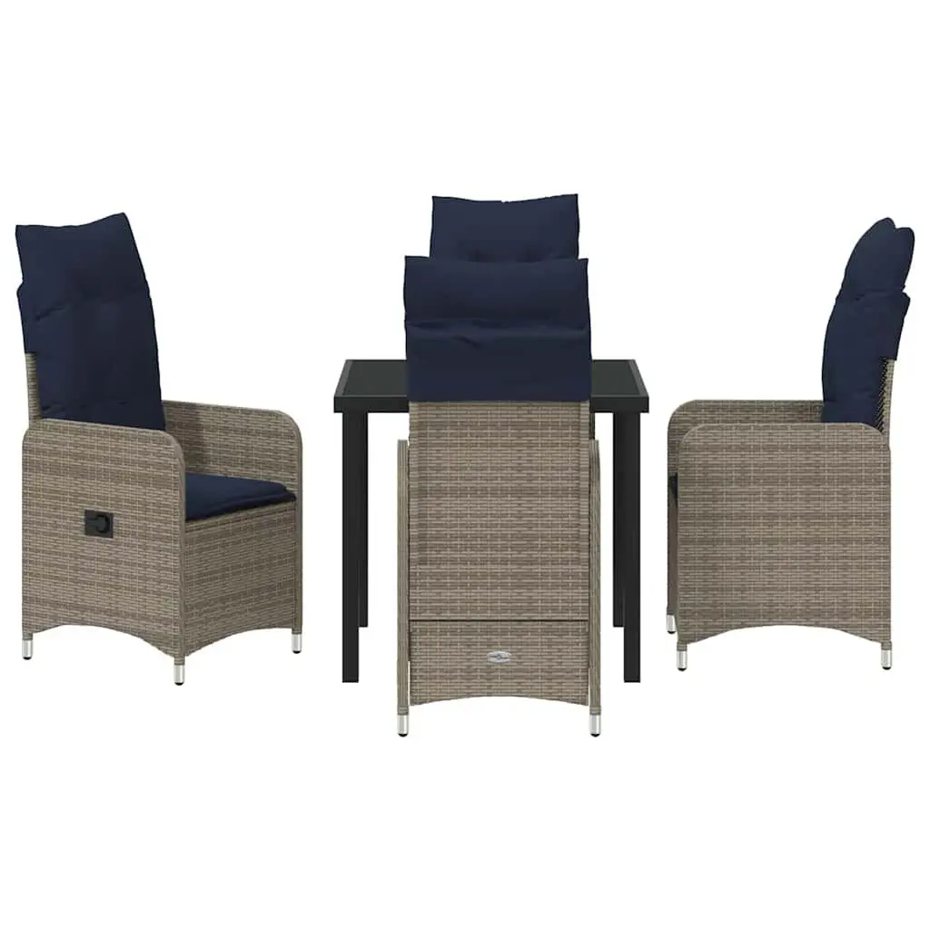 Garden Dining Set Poly Rattan 5 Piece Outdoor Furniture Black Table Chairs
