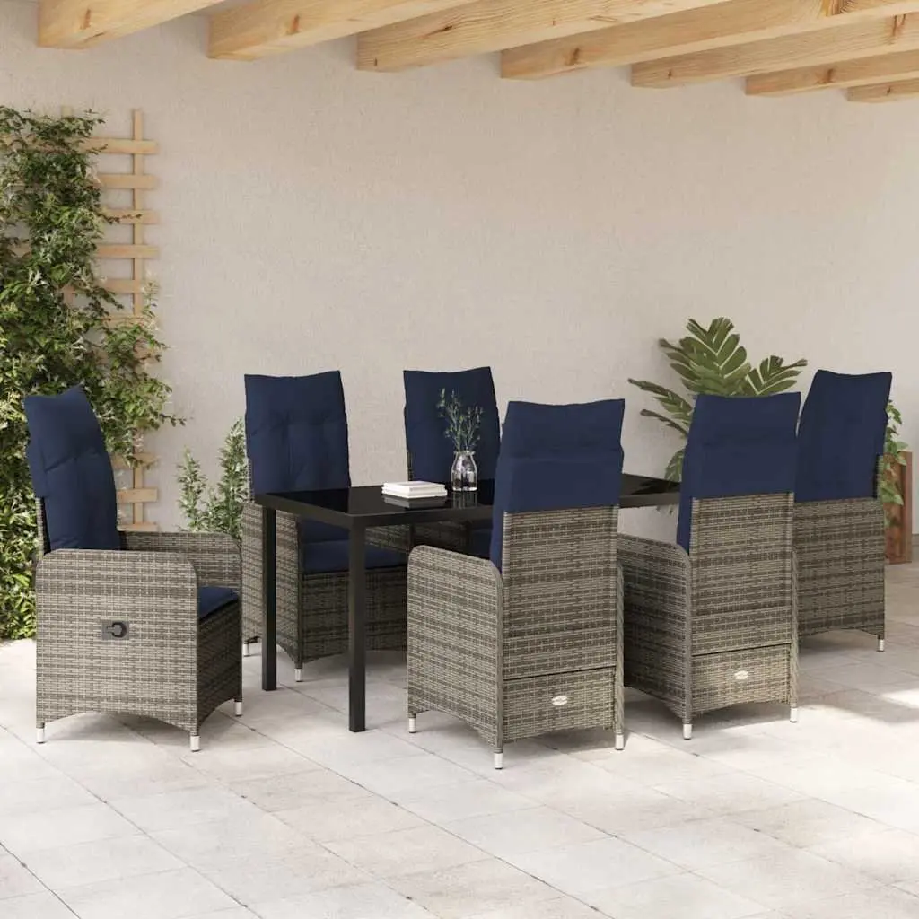 Garden Dining Set 7 Pieces Outdoor Furniture Black Poly Rattan Patio Table