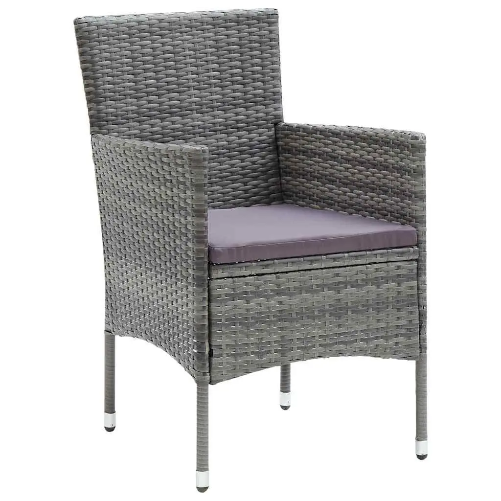 Garden Dining Set Powder-coated Steel Poly Rattan 5 Piece Grey Outdoor Furniture