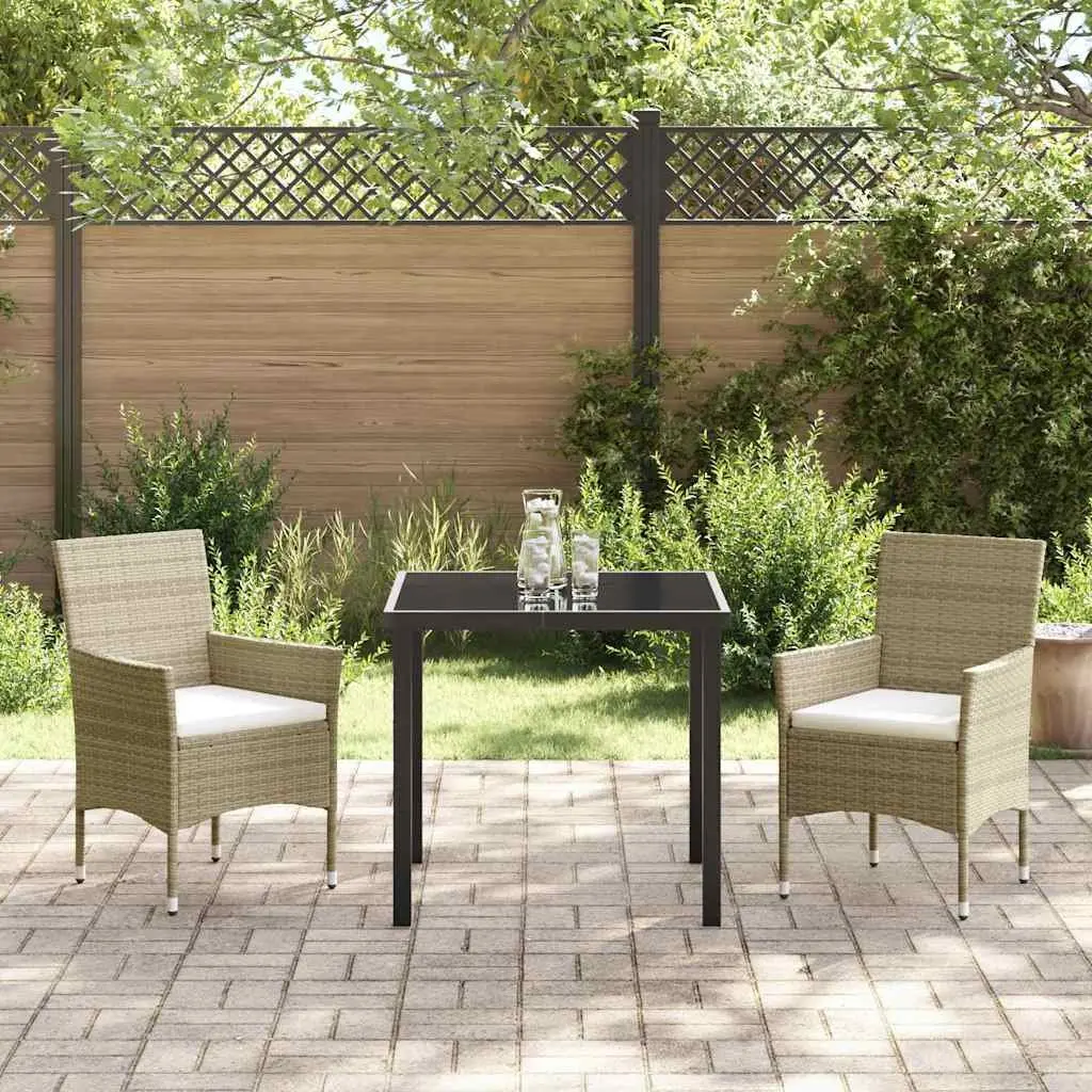 Outdoor Dining Set Powder-coated Steel 3 Piece Beige