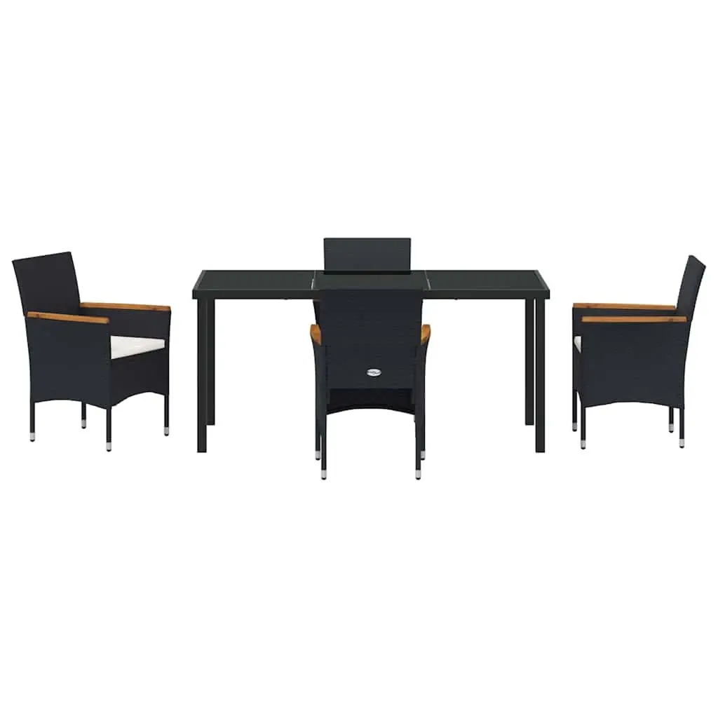 Garden Dining Set Poly Rattan 5 Pieces Outdoor Patio Black Furniture