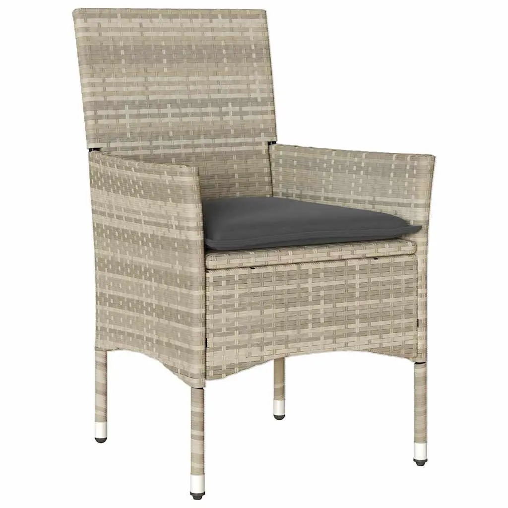Garden Dining Set Poly Rattan 5 Piece Light Grey Outdoor Furniture Chair Table Cushion