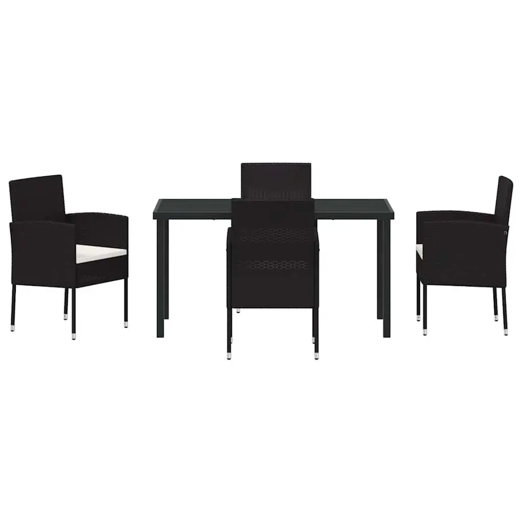 Garden Dining Set 5 Pieces Outdoor Furniture Table Chairs with Cushions Black