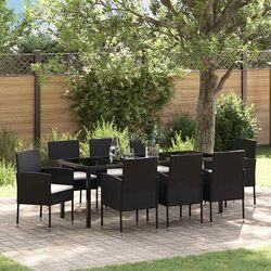 Garden Dining Set 9 Piece Outdoor Furniture Patio Table Chairs Black