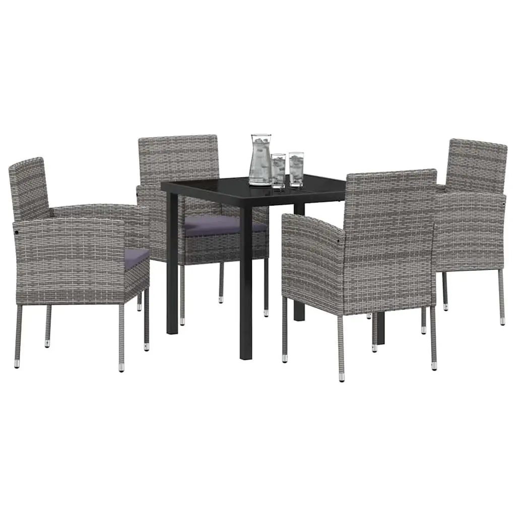 Garden Dining Set Poly Rattan 5 Piece Outdoor Furniture Table Chairs Grey