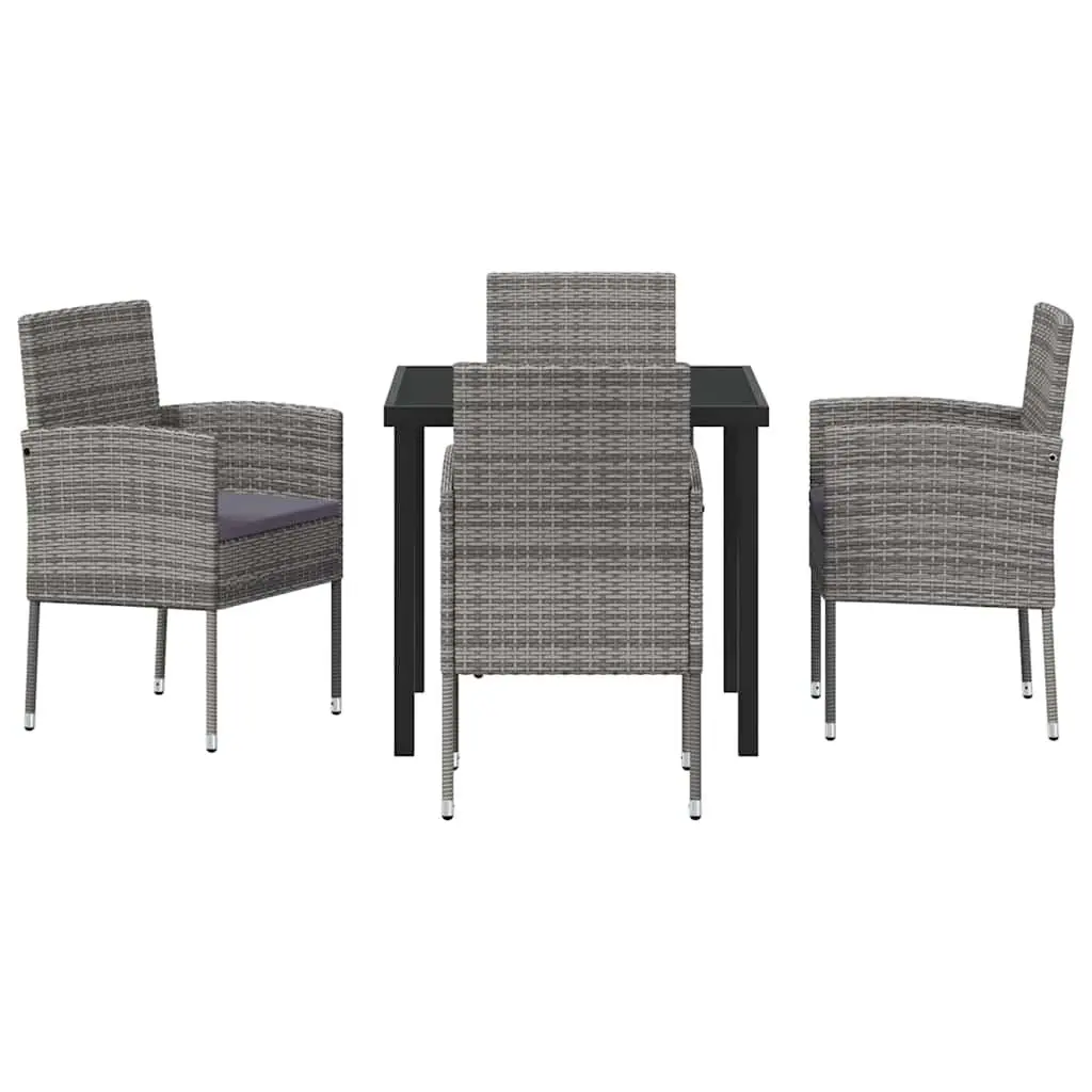 Garden Dining Set Poly Rattan 5 Piece Outdoor Furniture Table Chairs Grey