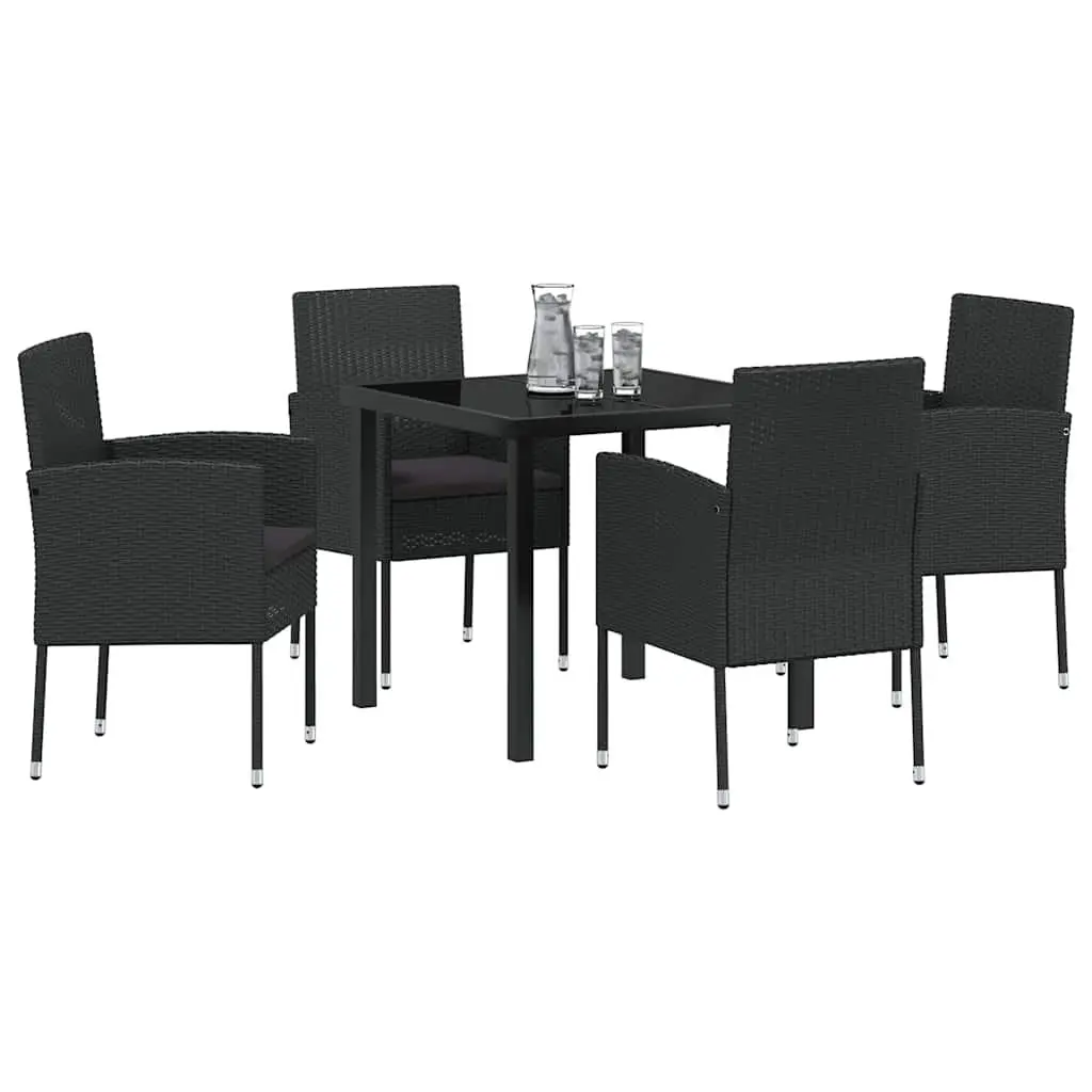 Garden Dining Set 5 Piece Outdoor Furniture Table Chairs with Cushions Black
