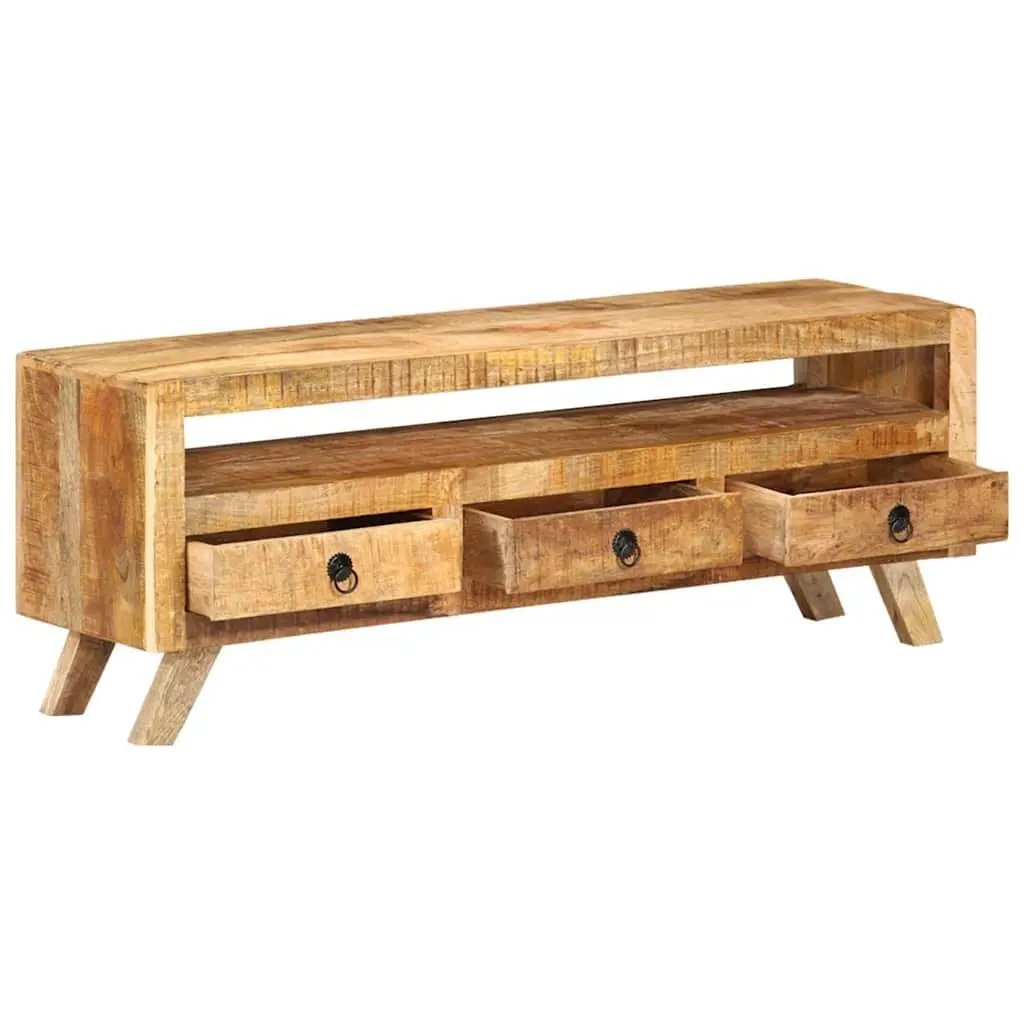 TV Cabinet Solid Mango Wood 110x30x40cm Brown Storage Drawers Shelf Unit