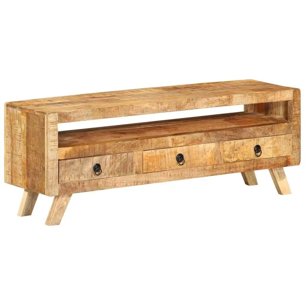 TV Cabinet Solid Mango Wood 110x30x40cm Brown Storage Drawers Shelf Unit