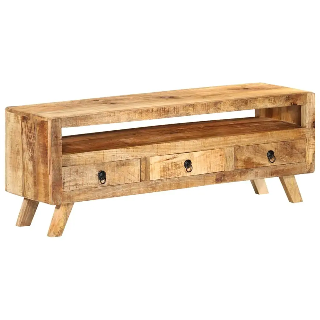 TV Cabinet Solid Mango Wood 110x30x40cm Brown Storage Drawers Shelf Unit