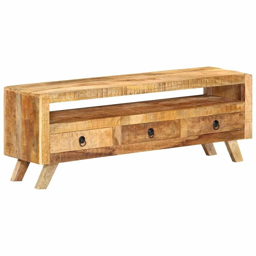 TV Cabinet Solid Mango Wood 110x30x40cm Brown Storage Drawers Shelf Unit